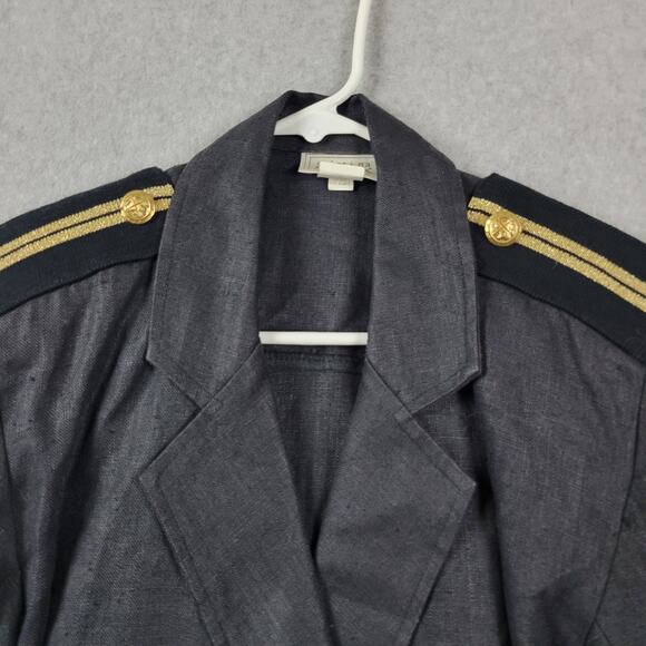 Vtg Cristina Maxx 100% Linen Black Gold LS Button Up Cropped Jacket Women's 8 - Picture 3 of 13